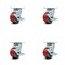 Service Caster 4 Inch Red Poly on Cast Iron Caster Set with Ball Bearings and Brake/Swivel Lock SCC-30CS420-PUB-RS-TLB-BSL-4 - alternate 1